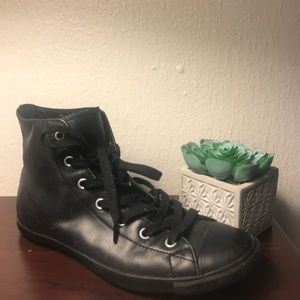 Black Leather Hi-Top Converse